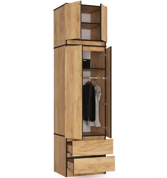 Ak furniture Nástavec na skříň STAR 60 cm dub craft zlatý