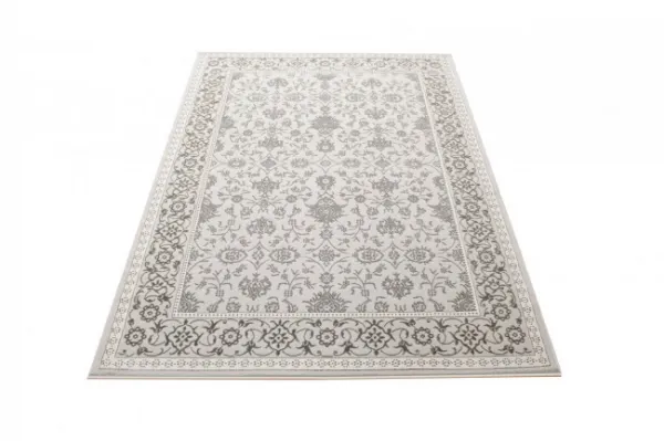 Koberec Allora Plus F346A ornament / rám, strieborný / sivý