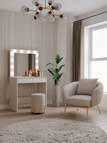 TP Living Toaletný stolík s osvetlením MARINA kašmír