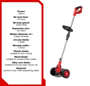 Nastaviteľná skladacia elektrická kosačka na trávu Onevan 20 000 ot./min 2 x batéria v cene. Náradie vhodné pre batérie MAKITA 18V Batéria: 2ks batéria