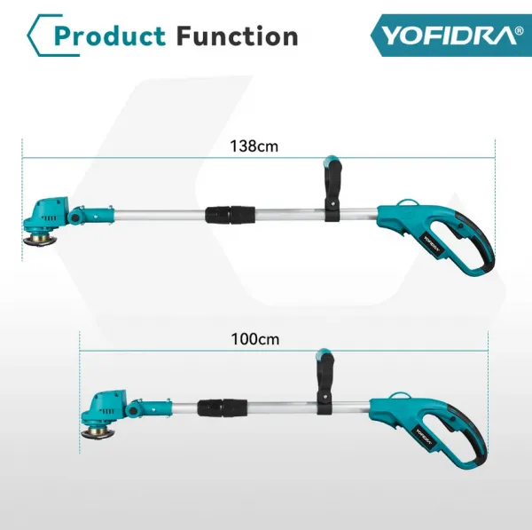 OneVan / Yofidra 4000W Bezuhlíková akumulátorová výsuvná skladacia kosačka na vysokú trávu elektrická kosa vhodná pre batériu Makita 18V Batéria: 2ks batéria