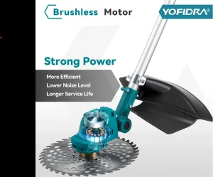 OneVan / Yofidra 4000W Bezuhlíková akumulátorová výsuvná skladacia kosačka na vysokú trávu elektrická kosa vhodná pre batériu Makita 18V Batéria: 2ks batéria