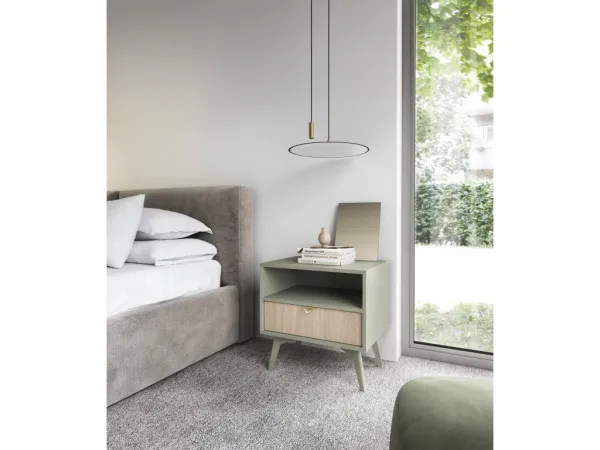 ArtPS Nočný stolík TIMBER S54 | béžová/zelená