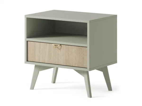 ArtPS Nočný stolík TIMBER S54 | béžová/zelená