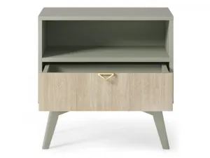 ArtPS Nočný stolík TIMBER S54 | béžová/zelená
