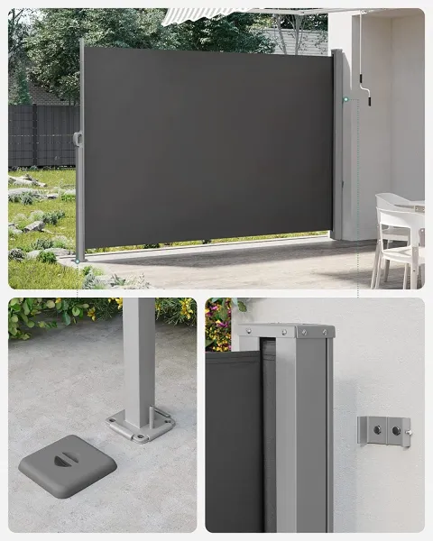 SONGMICS Bočná markíza Orrine 200x400 cm tmavo šedá