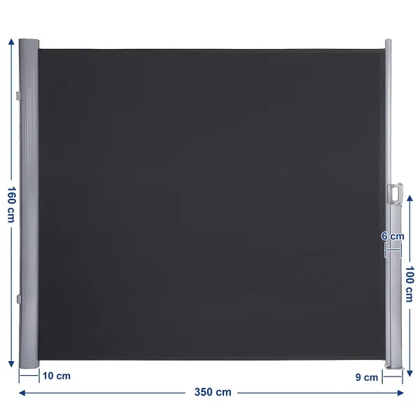 SONGMICS Boční markýza 160x350 cm kouřově šedá