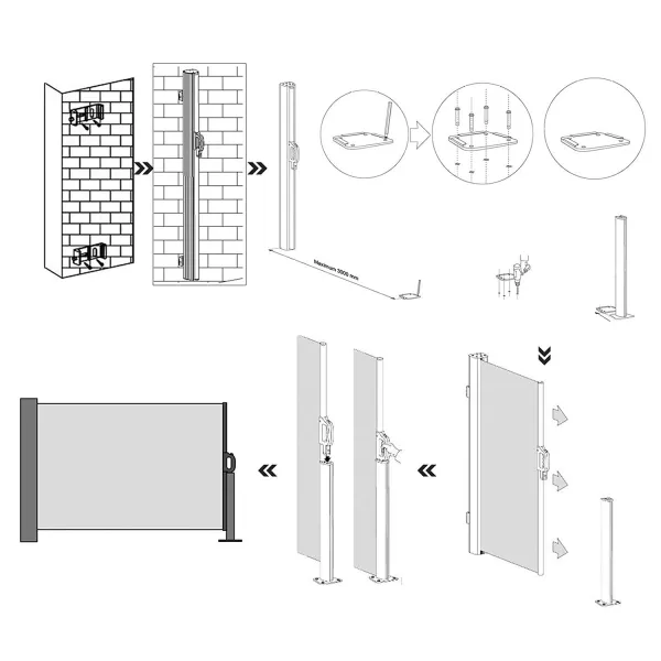 SONGMICS Bočná markíza 180x350 cm béžová