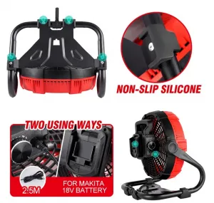 Onevan 500W 20000rpm AKU elektrický výkoný pracovný ventilátor aj na 220V. Vhodný pre batériu MAKITA 18V Batéria: 2ks batéria