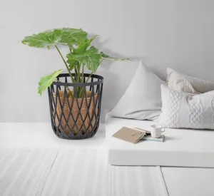 Prosperplast Univerzální koš s jutovým pytlem QUBO 39 cm šedý