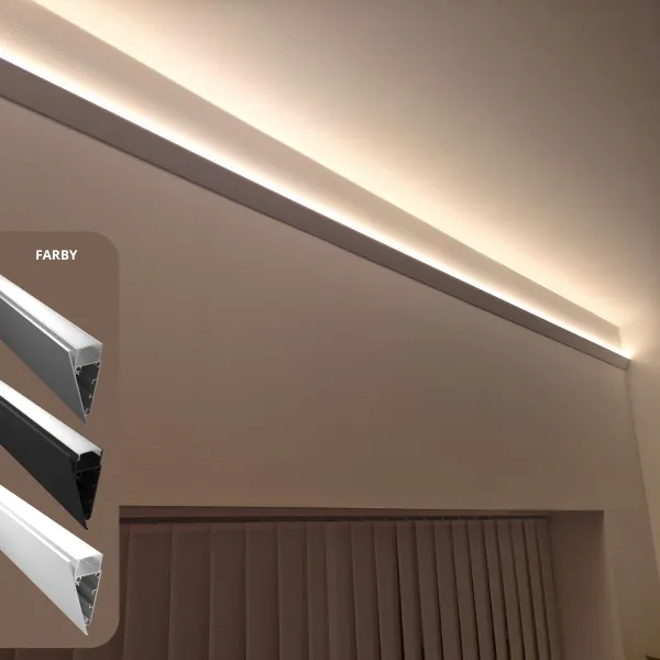 LED lišta povrchová - WALL čierna Dĺžka: 2m, Typ krytky: Bez krytky