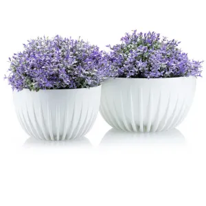 HowHomely Kvetináč STRIPPED ECO 24 cm biely