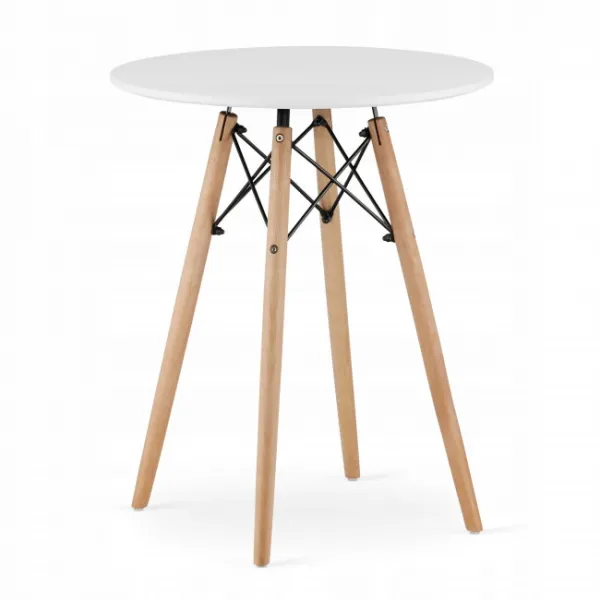 Okrúhly stolový set TODI 60 cm biely + 2 stoličky OSAKA modré