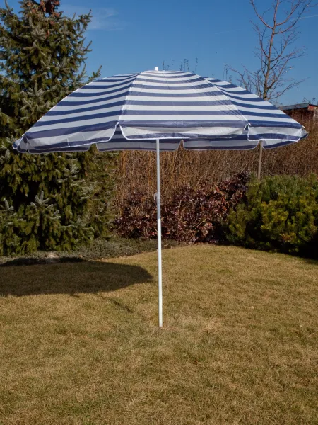 Slnečník plážový 230 cm, Happy Green, modré pruhy