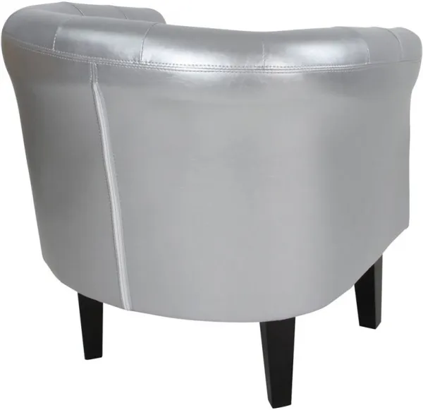Klubové kreslo s taburetom Chesterfield, strieborné