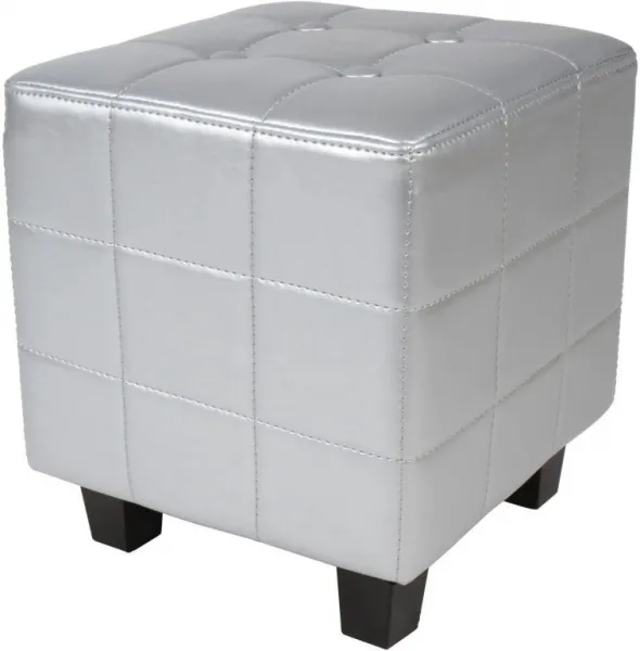 Klubové kreslo s taburetom Chesterfield, strieborné