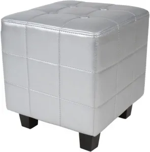 Klubové kreslo s taburetom Chesterfield, strieborné