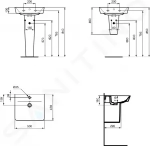 Ideal Standard Connect Air - Polnoha pre umývadlo, biela E030901