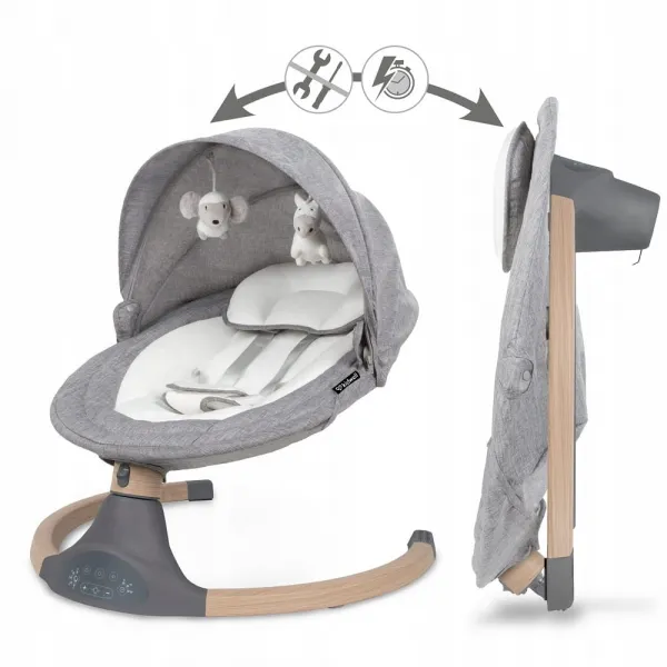 JAKS Vibračná hojdačka Luxi Dark Melange/Wooden