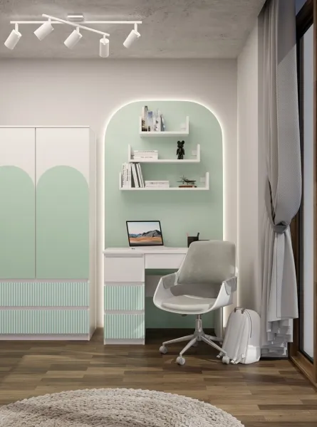 TP Living Detský písací stôl MALWA ARTESO bielo-zelený ľavý