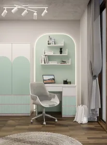 TP Living Detský písací stôl MALWA ARTESO bielo-zelený pravý