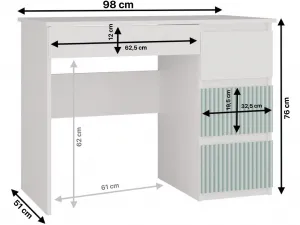 TP Living Detský písací stôl MALWA ARTESO bielo-zelený pravý