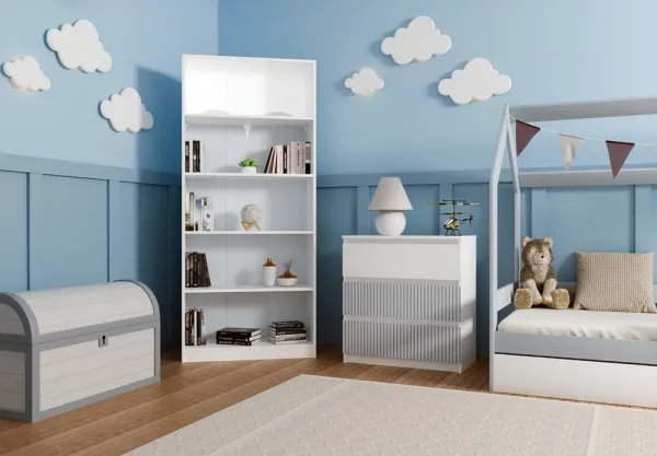 TP Living Detská komoda MALWA M3 ARTESO bielo-modrá