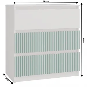 TP Living Detská komoda MALWA M3 ARTESO bielo-zelená