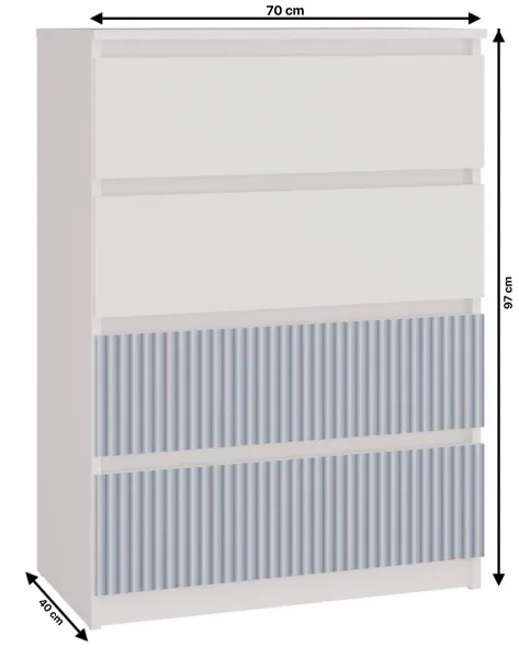 TP Living Detská komoda MALWA M4 ARTESO bielo-modrá