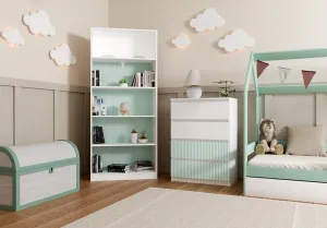 TP Living Detská komoda MALWA M4 ARTESO bielo-zelená