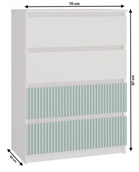 TP Living Detská komoda MALWA M4 ARTESO bielo-zelená