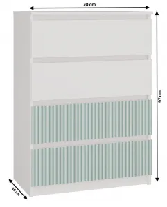 TP Living Detská komoda MALWA M4 ARTESO bielo-zelená