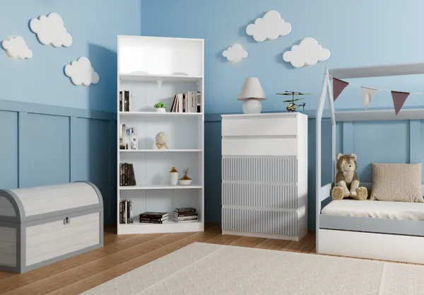 TP Living Detská komoda MALWA M5 ARTESO bielo-modrá
