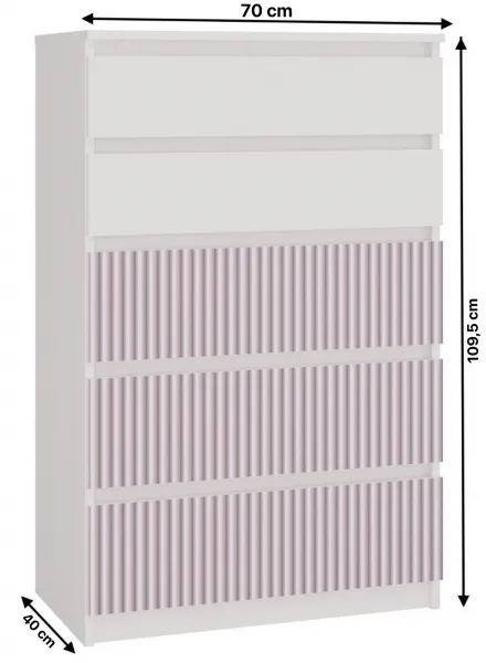 TP Living Detská komoda MALWA M5 ARTESO bielo-ružová