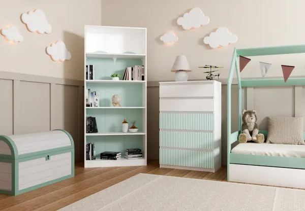 TP Living Detská komoda MALWA M5 ARTESO bielo-zelená