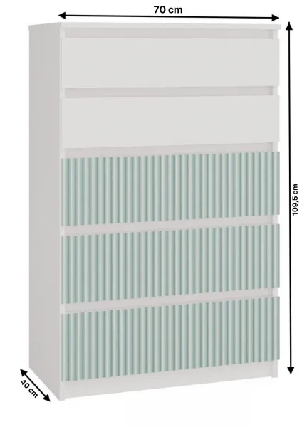 TP Living Detská komoda MALWA M5 ARTESO bielo-zelená