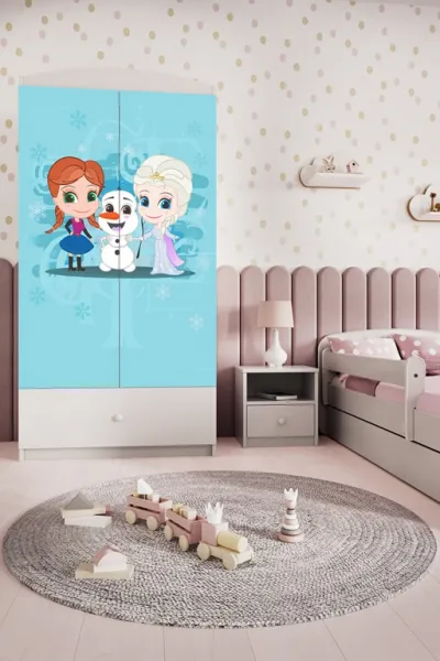 Kocot kids Detská šatníková skriňa BABYDREAMS Snehové princezné biela