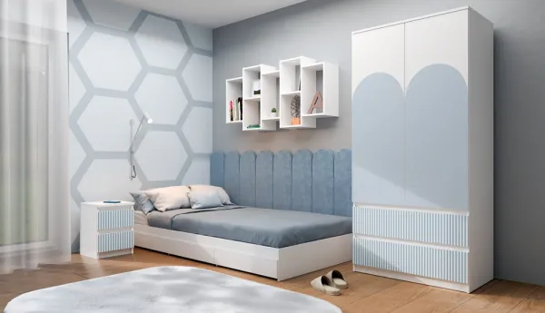 TP Living Detský nočný stolík MALWA M2 ARTESO bielo-modrý