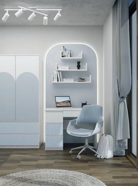 TP Living Detský písací stôl MALWA ARTESO bielo-modrý ľavý
