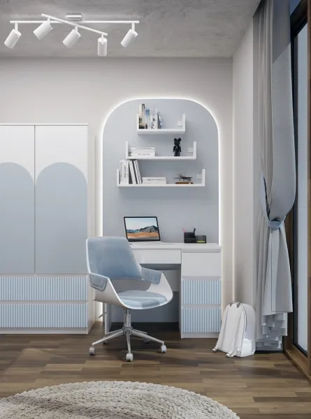 TP Living Detský písací stôl MALWA ARTESO bielo-modrý pravý
