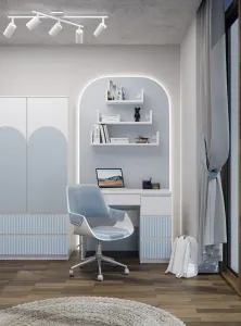 TP Living Detský písací stôl MALWA ARTESO bielo-modrý pravý