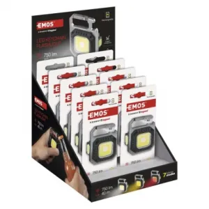 EMOS Nabíjacia mini LED baterka - prívesok na kľúče, 750 lm, 10 ks, display box