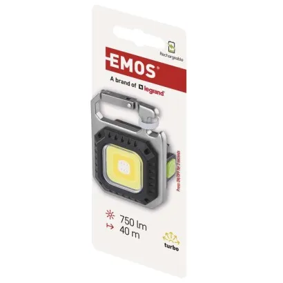 EMOS Nabíjacia mini LED baterka - prívesok na kľúče, 750 lm, 10 ks, display box