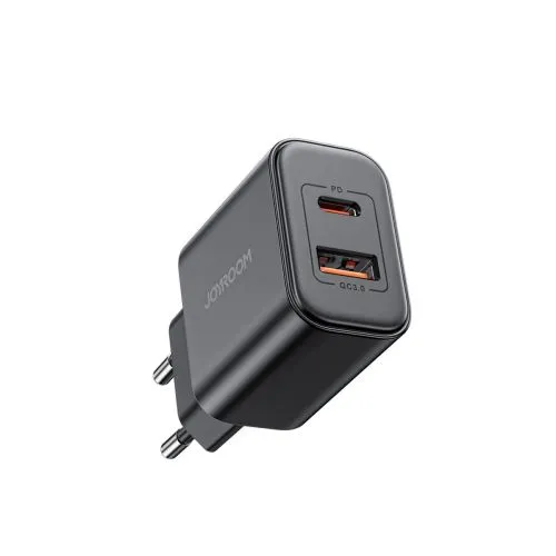 Joyroom Travel Charger U+C, PD 20W with Type-C to Type-C Cable, 1m, čierna (JR-TCF05)