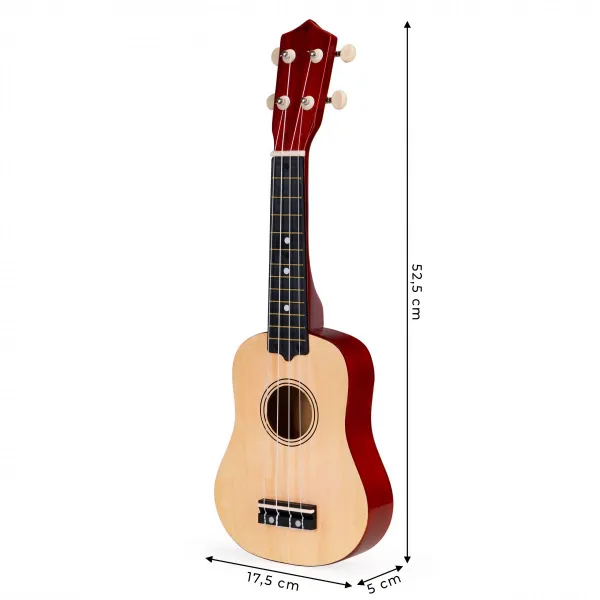 Detská drevená gitara ukulele so 4 nylonovými strunami