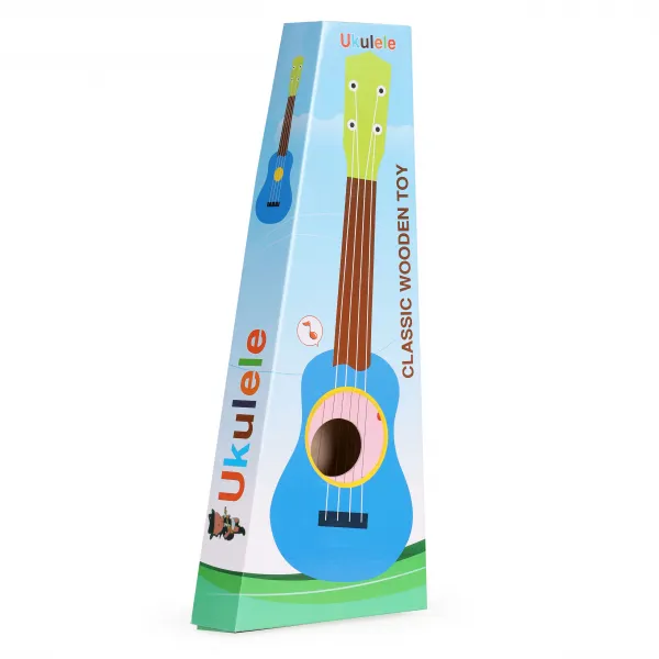 Detská drevená gitara, kovové struny, ružová