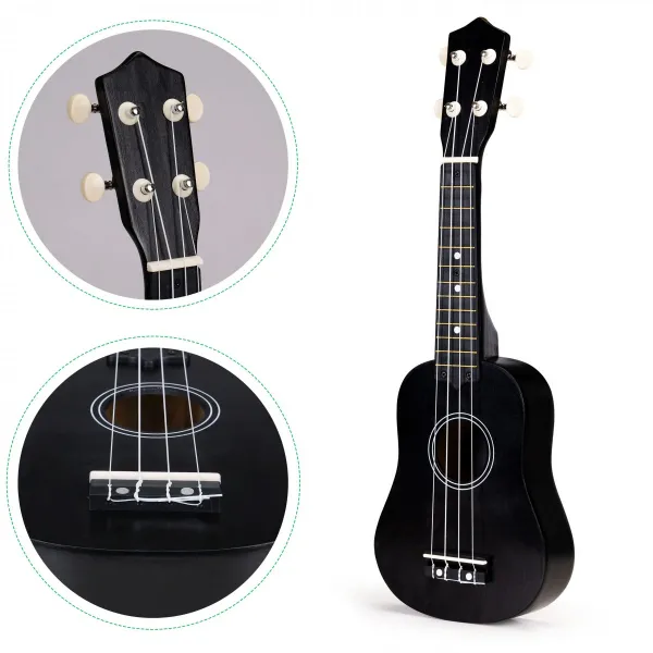 Detská drevená gitara ukulele so 4 nylonovými strunami