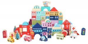 Drevené vzdelávacie bloky city mat 121 ks