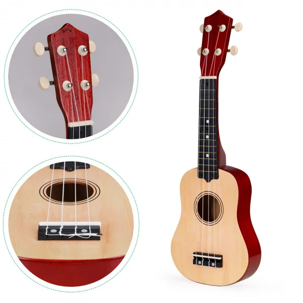 Detská drevená gitara ukulele so 4 nylonovými strunami