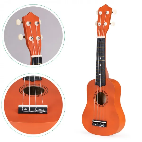 Detské drevené ukulele so 4 nylonovými strunami